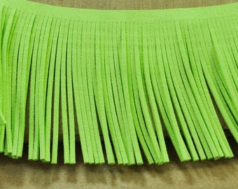 78mm wide Neno Green suede leather fringes,for costume fringes,3.3ft,fringed trim faux suede,leather fringes,Indian fringes,tassel pendant