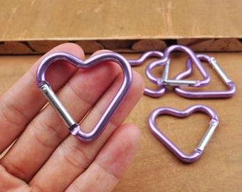 Light Pink Heart Carabiner Key Chain，Aluminum Carabiner Clips,Backpack Carabiner,Camping Carabina Karabiner,Carabiner Snap hook clasp spring