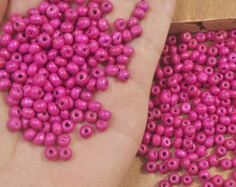 4x5mm 200pcs small Round Wooden Beads.Rose Red wood beads.Natural Wood beads,beads craft,round beads for earrings,bracelet,necklace.