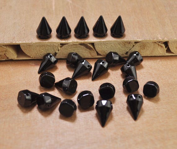 50pcs Black Spikes, Sew on Stud Spikes, Plastic Spikes, Flat Back Spikes,  Cone Studs,spikes Stud 10x15mm 