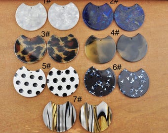 2-100 Tortoise Shell Acetate Beads,Acetate Round Charm,Tortoiseshell Irregular Circle Shaped Earrings Pendant，DIY Earring connector findings