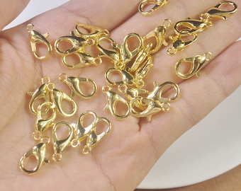 50 fermoirs plaqués or, fermoir en alliage de zinc, fermoirs perroquet 16 mm, fermoir mousqueton en or, fermoir de collier en gros, fermoirs griffes 16 x 10 mm