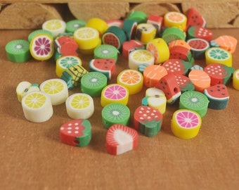 40/100Pcs 10mm Small Fruit shape beads,mixed Fruit polymer clay,fruit Polymer Clay Beads, bead for bracelet necklace charm
