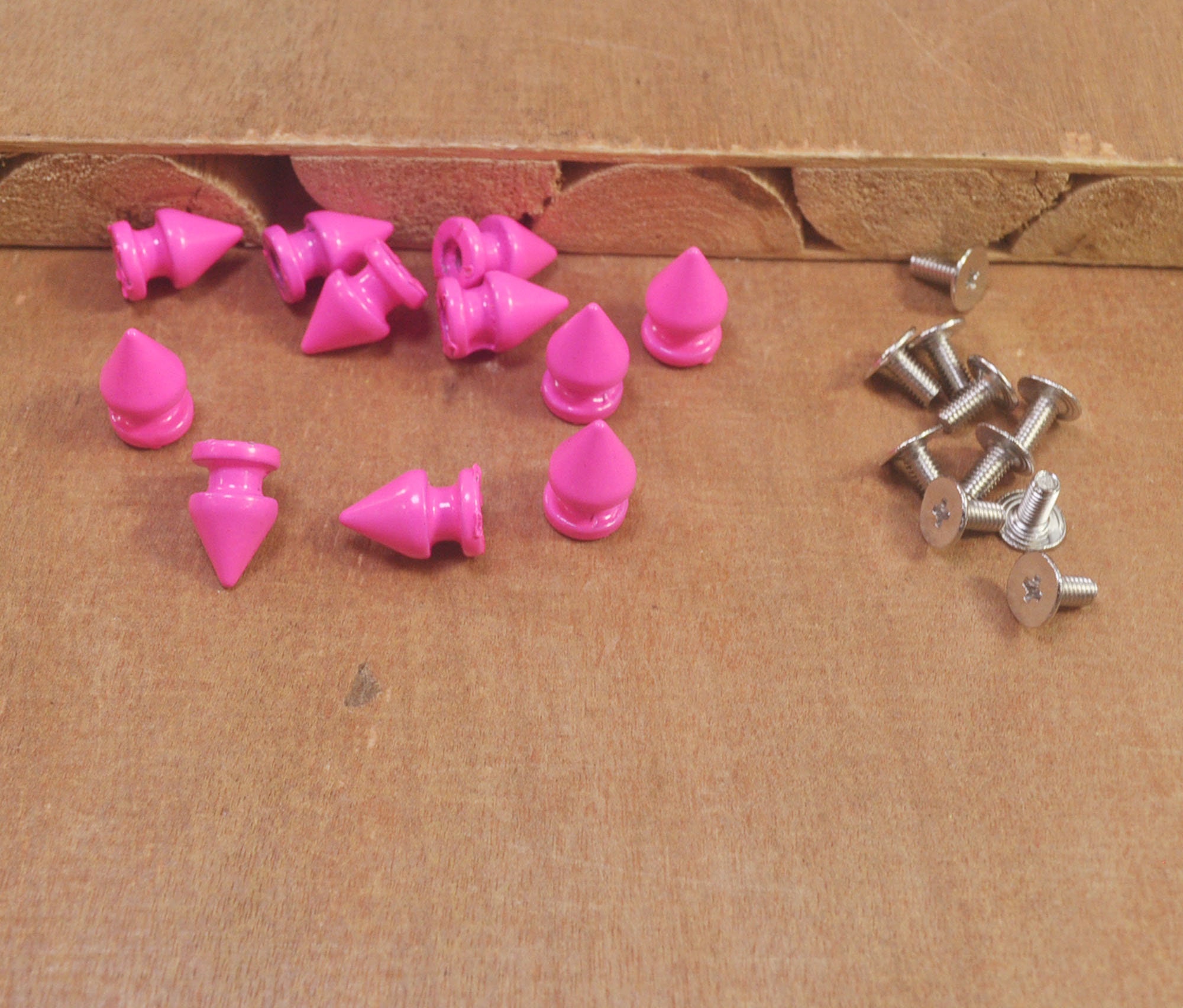 50pcs 8x12mm Hot Pink Spikes and Studs for Leather Clothing