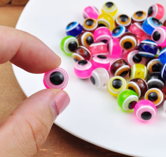 Evil Eye Resin Beads. Round 8mm. 100pcs/bag Multi colored. Loose