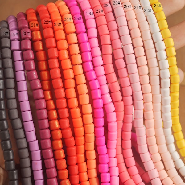 6mm Polymer Clay Tube Beads,Barrel Beads,17 Colors Polymer Clay African Vinyl Beads,Wholesale Polymer Clay DIY Making Jewelry bracelet Beads