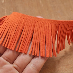1 yard Orange Faux suede fringe,fringed trim in White faux suede, 48mm wide fringed trim for bags,Fringe Tassel pendant,accessories