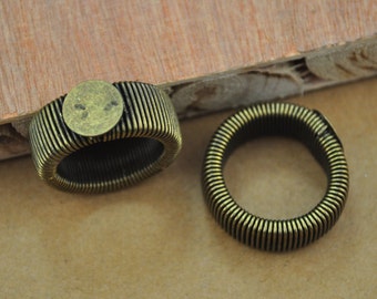 Bronze Ring Blanks,10pcs Antique Bronze Metal Retractable Cabochon Ring Base Setting 10mm pad