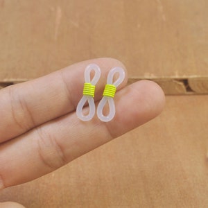 Rubber with Neon Green Coil Eyeglass holder ,Rubber connectors for glasses ,30 Eye Glasses Spectacle Chain Strap Holder Rubber Loop Ends