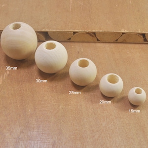 Large Hole Round Unfinished Wood Beads,35mm/30mm/25mm/20mm/15mm wooden beads