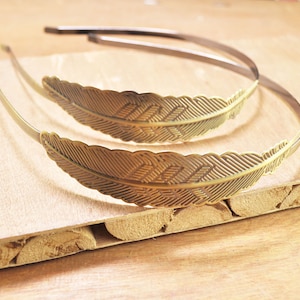 Bronze Feather metal Headband--8pcs Adjustable Feather HeadBands with bent end thin 5mm,bridal head band,wedding hair band,hair accessories.