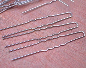 Silver U Hair Pin--50 PC silver Metal Hair Pins (nickel and lead free) 64mm,Metal Hair Pins for Bridal Hair Pieces and Fascinators.