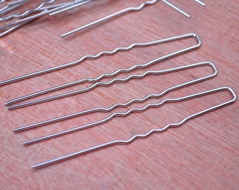 Silver U Hair Pin--100 PC silver Metal Hair Pins (nickel and lead free) 64mm,Metal Hair Pins for Bridal Hair Pieces and Fascinators.