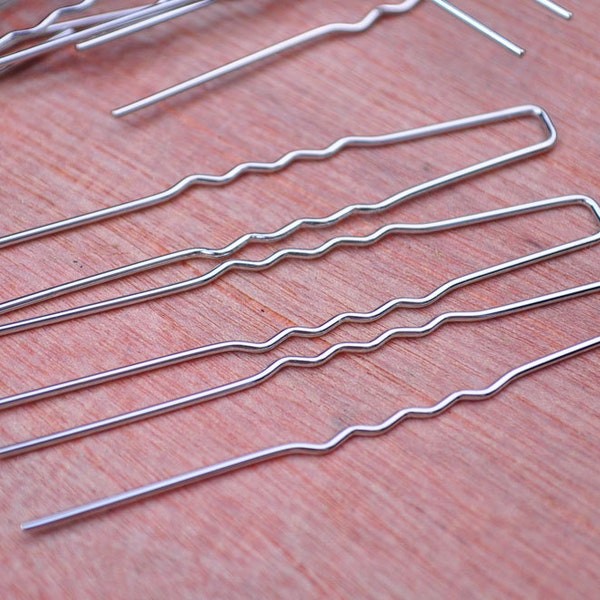 Silver U Hair Pin--50 PC silver Metal Hair Pins (nickel and lead free) 64mm,Metal Hair Pins for Bridal Hair Pieces and Fascinators.