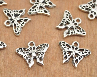 Pendant--20pcs Butterfly Charms Antique Silver Tone Butterfly charms Butterfly Jewelry Supply Pendant Findings 19x18mm