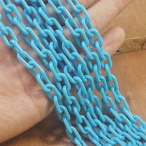 Plastic Chain , 13mm Sky blue Acrylic or Plastic Chain,15 inch length,Mask necklace，Eyeglass Chain - 3 pcs set