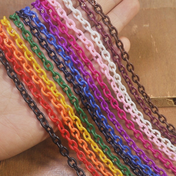 2-50Pieces 15.7 inch Plastic chain, colourful plastic chain,Oval plastic chain,Choose the color you want,8x6mm