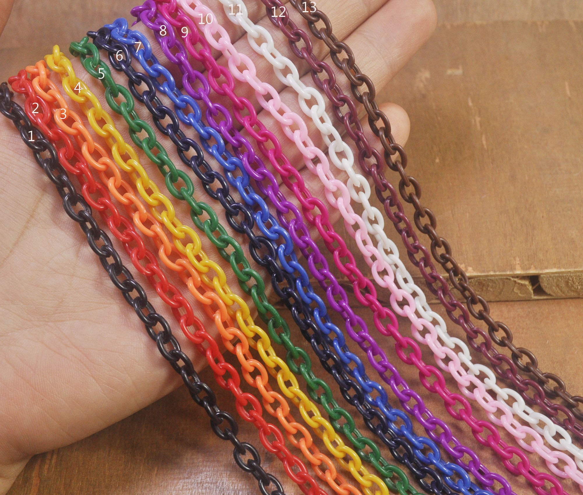 250pieces 15.7 Inch Plastic Chain Colourful Plastic Etsy Singapore