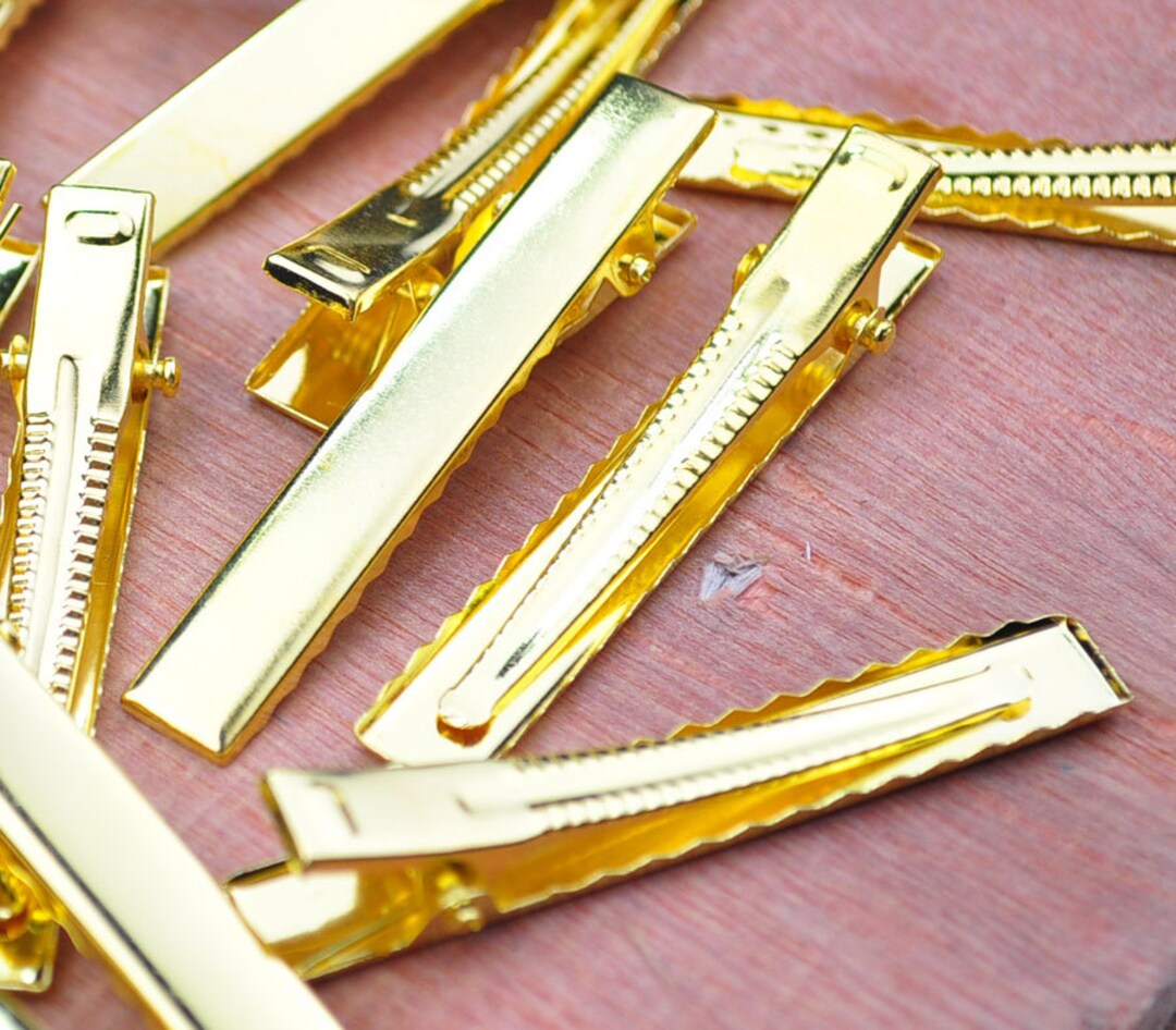 100pcs--56x8mm Gold Plated Flat Metal Hair Alligator Clip  display picture 3