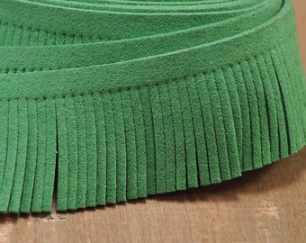 Green Faux Suede Leather Fringe Trim,Tassel Trimming Ribbon,30mm wide,Boho,Cowboy Costume,Sewing Crafts,Neotrims,Shoes
