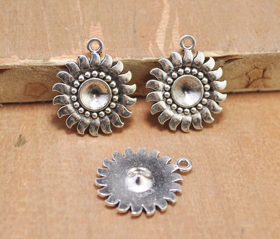 Sunflower Charms, Silver Charm, Flower Charm Pendants For Jewelry
