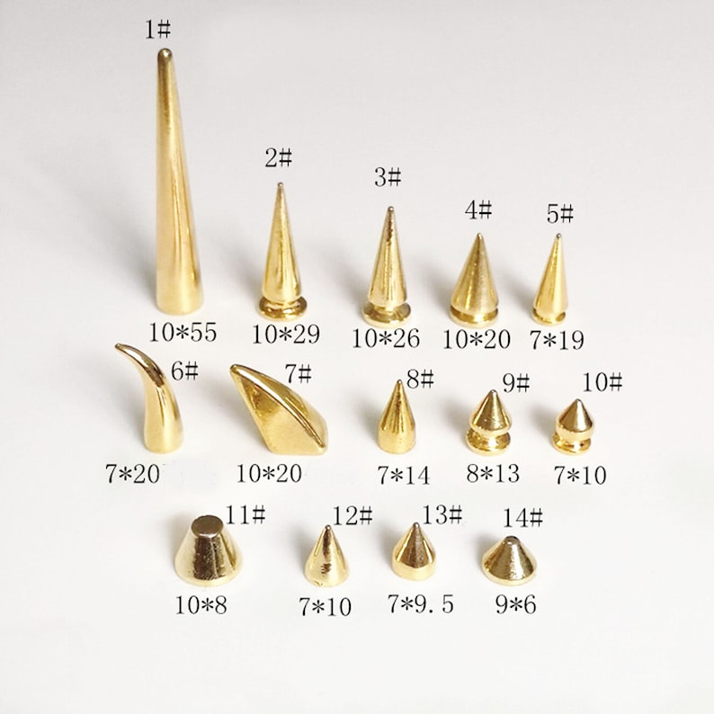 20Pcs Or Bullet Punk Spikes, Cuir Artisanat Vis Punk Goujons Cône Rivets Vis Punk Bullet Cone Spike Stud Métal Vis Rivets Punk Stud image 1