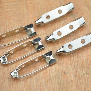 50pcs Silver Tone Brooch Pin Back,24x5mm Silver metal bar pin back brooch, Safety Pin.