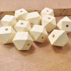 50pcs Geometric Figure Wood Beads,20mm Beige Yellow Geometric Faceted Cube Wooden Beads,ECO Friendly Wood Beads for Crafts Jewelry -- FF4415