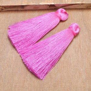 10pcs 65mm Hot Pink silk tassels,Mini Tassel,Extra Thick tassels,earring/necklace Tassel Pendants Keychains,Silky fringe tassels.