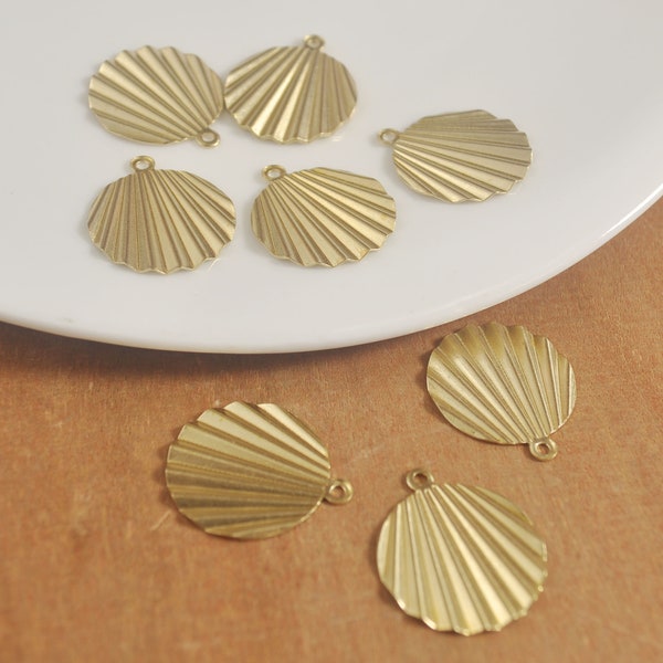 10Pcs 18mm Crinkled Round Shape Earrings Pendant,Earring Copper Accessories,Brass Earring Components,Brass Earring Charms,Brass Jewelry