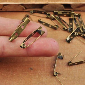 100Pcs 25mm Antique bronze Brooch Pin Back Findings,Metar brooch blanks,Safety Pin.