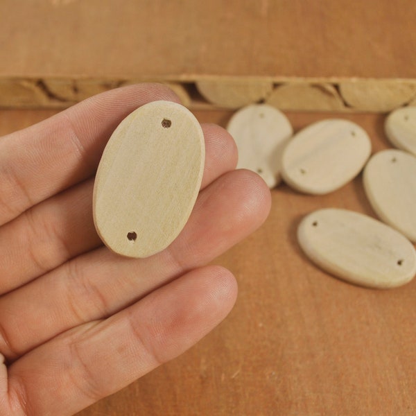 50pcs Flat Oval Wooden Beads,Natural Unfinished Wood Beads,DIY wood beads Craft,wood link,connector beads,37x23mm