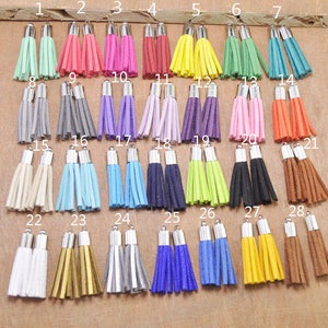 50pcs 35mm Mini Leather Tassels,fringe tassels,jewelry tassels,tassel earring,tassel necklace,silver capped tassel charm pendant.