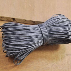 100 Yards Waxed Cotton Cords,1.5mm Gray Color Cotton Cord,Nacklace and Bracelet Cord,Beading String Cord -- FF319
