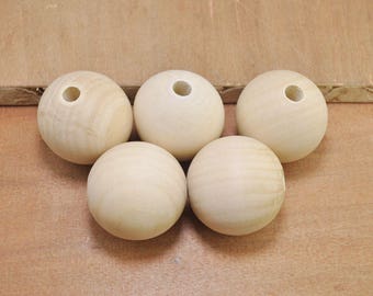 10pcs 40mm large Round Ball Unfinished Natural Wood bead/wooden beads wholesale
