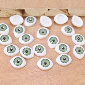 10pair Tiny green Eyeball Cabochons,Doll Eyes,Doll Eyes Plastic,Eyes Craft,Eyes Flat Back,doll eyes supplies 12x16mm