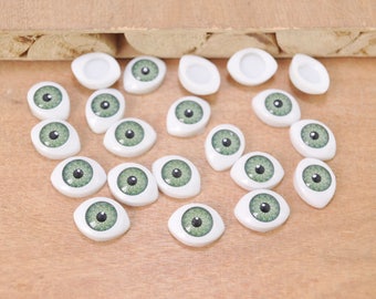10pair Tiny green Eyeball Cabochons,Doll Eyes,Doll Eyes Plastic,Eyes Craft,Eyes Flat Back,doll eyes supplies 12x16mm