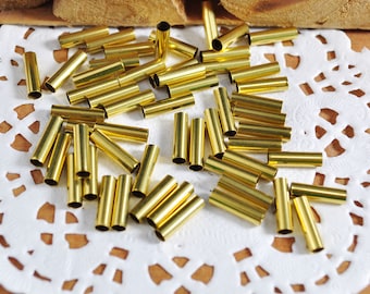 Round Brass Tube Bead, 50pcs/100Pcs 10x3mm Raw Brass Tubes beads