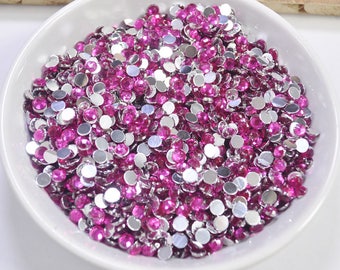 1000Pcs Roseo Rhinestones,Acrylic Round Rhinestones,Faceted,Flat Back,5mm Roseo Cabochon Rhinestones, Resin Rhinestones,  RZ18R