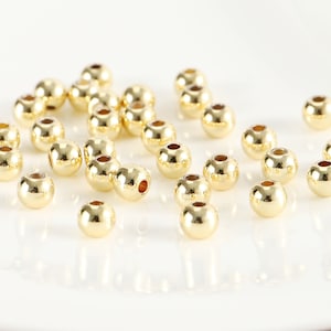 10-1000Pcs 18k Gold Round Beads, 6mm 18k Gold Beads,Spacer Bead,Gold beads For DIY Jewelry Bracelet and Necklace