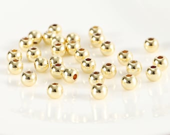 10-1000 perles rondes en or 18 carats, perles en or 18 carats de 6 mm, perle d'espacement, perles d'or pour bracelet et collier bijoux DIY