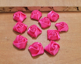 35pcs Roseo Small rose flower,rolled rosettes,Wholesale flowers,Fabric flower,Rolled satin flower,Headband supplies- 20mm