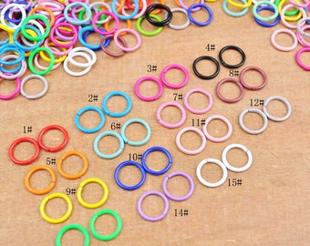 15 anneaux de saut en métal peint de couleurs, 100, 300, 500 ou 1000 pcs en vrac 8mm résultats de bijoux à bricoler soi-même anneaux de saut ouverts pour la fabrication de bijoux accessoires