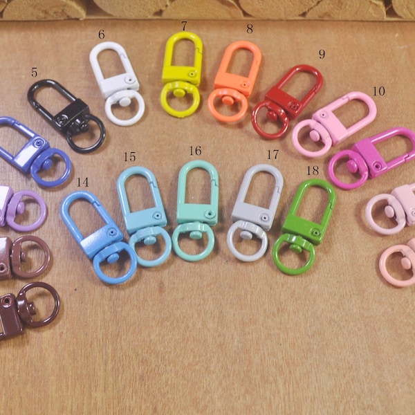 10Pcs Mixed Color lobster swivel clasps key ring, Lobster Clasp,Swivel Clasp Connector for Keychains and Accessories, 33 x 12mm