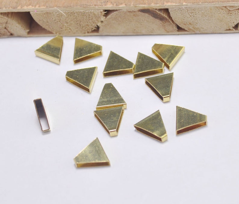 20pcs Raw Brass Triangle Pendant,Raw Brass Triangle Tube Bead Charm\uff0cGeometric Jewelry Supply 10x10x3mm