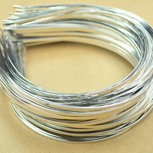 Silver Headbands,10pc 3mm(1/8 inch)silver plated Metal Headbands,Thin, with bent ends for best comfort,Wholesale,plain and simple.