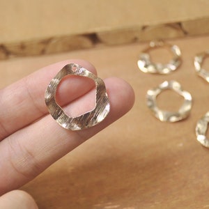 10pcs Gold plated Brass Irregular Round Pendants ,Hammered Disc Circle Charms, Lead Nickel Free-23x25mm-FF5209#