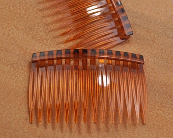 10/20/50Pcs 14 teeth Brown Color Hair Combs,Clear plastic Hair Combs DIY  70mm (3 inch),Wedding Bridal Accessory,Wholesale hair combs