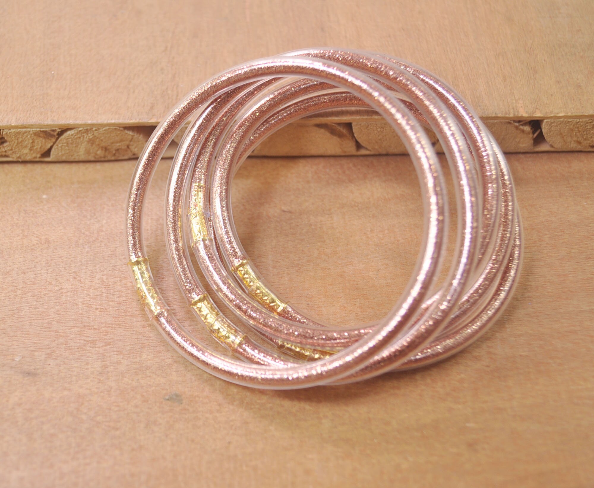 5pcs Rose Gold Glitter Jelly Bangle Bracelet Set Plastic With Etsy