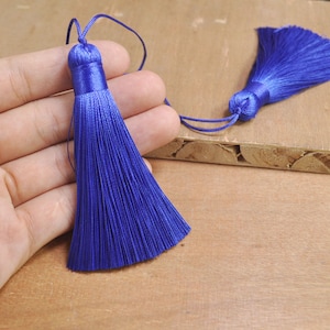 2pcs Royal blue silk tassel,82mm large tassels,hand made silk tassel,Necklace Tassel,jewelry tassels,thread tassel, Boho Tassels